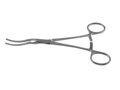 DeBakey patent ductus clamp, 6 3/4'',pediatric, spoon curved, atraumatic jaws, ring handle