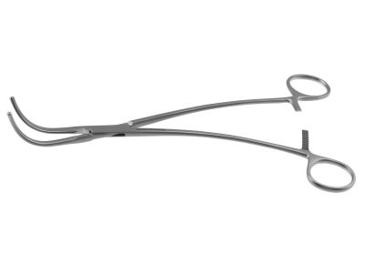 DeBakey-Bahnson clamp, 9'',acute curved, 6.0cm long atraumatic jaws, ring handle