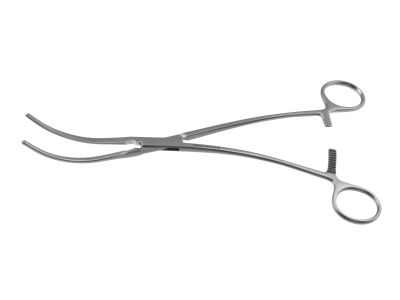 DeBakey-Bahnson clamp, 10'',slightly curved, 7.6cm long atraumatic jaws, ring handle