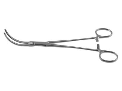 Cleveland Clinic renal clamp, 9 5/8'',large, angled left, atraumatic jaws,  ring handle