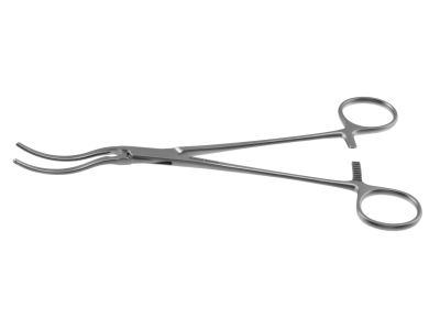 Glover clamp, 8 1/2'',standard, spoon curved, 4.0cm long atraumatic jaws, ring handle