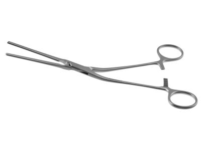 Glover coarctation clamp, 8 3/4'',angled shanks, straight, 5.5cm long atraumatic jaws, ring handle