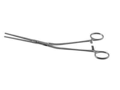 Glover coarctation clamp, 10 1/2'',angled shanks, straight, atraumatic jaws, ring handle