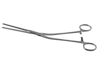 Glover coarctation clamp, 10 1/2'',angled shanks, straight, 7.5cm long atraumatic jaws, ring handle