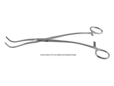 Harken auricle clamp, 10'',#3, curved, 6.4cm long atraumatic jaws, ring handle