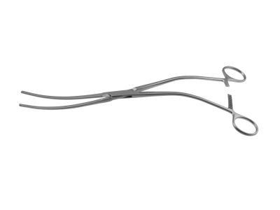 Howard-DeBakey aortic aneurysm clamp, 12 1/4'',curved, 10.8cm long atraumatic 1x2 teeth jaws, ring handle