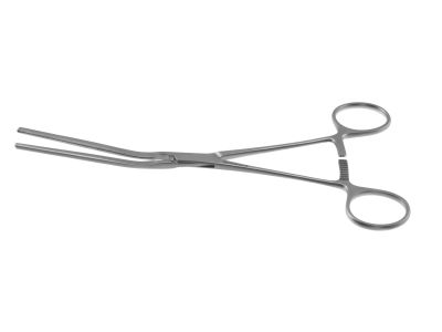 Leland-Jones peripheral vascular clamp, 7 1/2'',angled 15º, 7.0cm long atraumatic jaws, ring handle