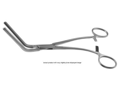 Morris ascending aorta clamp, 10'',angled, 7.0cm long atraumatic 2x3 teeth jaws, ring handle