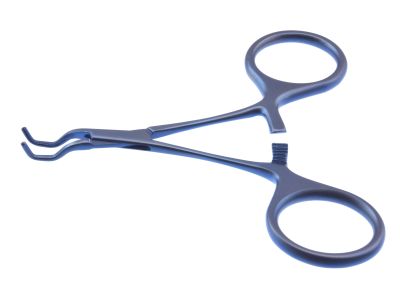 Microvascular clamp, 4 3/4'',pediatric, straight shanks, angled, 6.0mm atraumatic jaws, ring handle, titanium