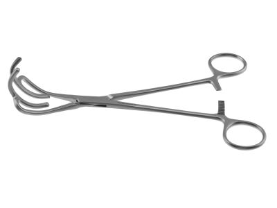 Strong aorta clamp, 8'',curved, atraumatic jaws, ring handle