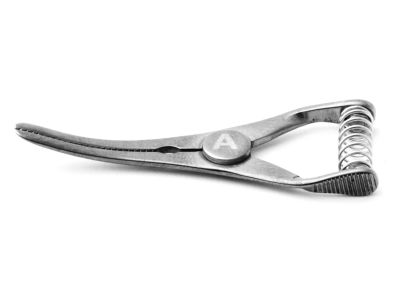 Bulldog artery clamp, 1 3/8'',slightly curved, 15.0mm atraumatic jaws, spring handle, titanium
