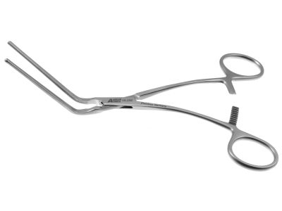 DeBakey multi-purpose peripheral clamp, 7'',curved shanks, angled, 6.5cm long atraumatic jaws, ring handle