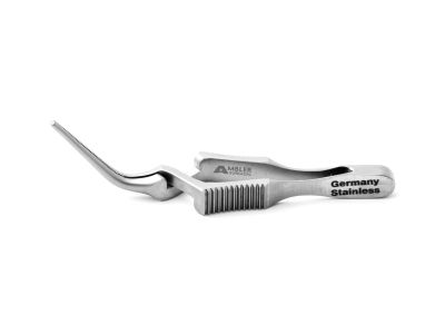 Diethrich bulldog clamp, 2'',angled, 12.0mm long atraumatic serrated jaws, cross-action handle