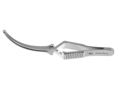 Cooley bulldog clamp, 3 7/8'',curved, 4.0cm long atraumatic jaws, cross-action handle