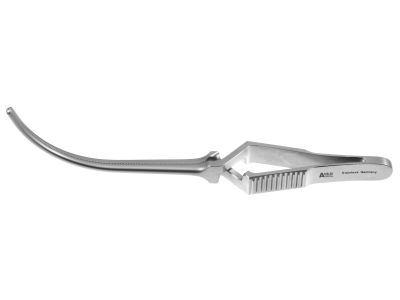 Cooley bulldog clamp, 4 1/2'',curved, 5.8cm long atraumatic jaws, cross-action handle