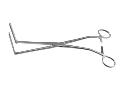 Glassman anterior resection clamp, 9 1/4'',right angled, 3''jaw length, ring handle