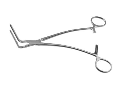 DeBakey multi-purpose clamp, 8'',angled 90º, 5.0cm long atraumatic jaws, ring handle