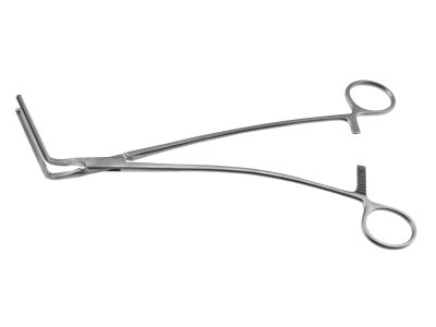 DeBakey multi-purpose clamp, 8 1/2'',angled 90º, 6.0cm long atraumatic jaws, ring handle