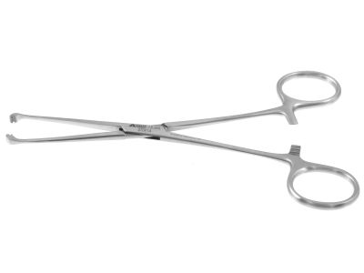 Glassman-Allis intestinal clamp, 6'',straight, non-crushing serrated jaws, ring handle