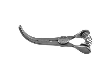 Jacobson microsurgical coronary bulldog clamp, 1 3/4'',curved, 21.0mm serrated jaws, spring handle, adjustable tension screw