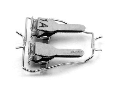 Microsurgical artery approximator clamps, with frame, straight jaws, slight incurved tips, for vein or artery diameter size 0.4mm - 1.0mm, matte finish