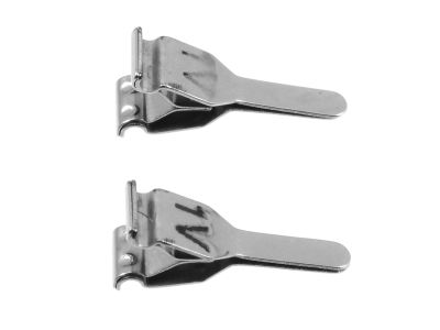 Microsurgical artery clamps single clamps, straight jaws, slight incurved tips, for vein or artery diameter size 0.4mm - 1.0mm, matte finish, sold as a pair