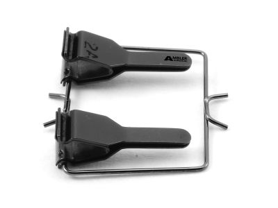 Microsurgical artery double clamps (stationary), straight jaws, slight incurved tips, for vein or artery diameter size 0.6mm - 1.5mm, ebonized finish