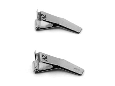 Microsurgical general purpose single clamps, angled jaws, for vein or artery diameter size 0.6mm - 1.5mm, matte finish, sold as a pair