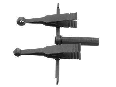 Microspike approximator clamps, 2.0mm and 4.0mm diameter ends with 4 blunt tipped spikes, for vasovasostomy in the convoluted vas, matte finish