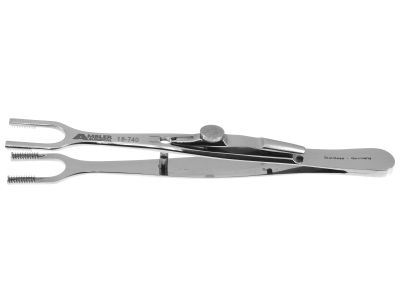Price muscle biopsy clamp, 4 1/2'',double pronged fork tips, 8.0mm wide jaws, with slide lock