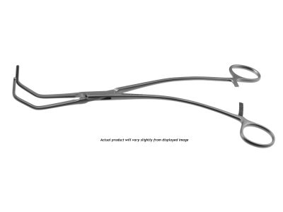 Satinsky vena cava clamp, 10'',angled, 5.0cm long x 13.0mm deep atraumatic jaws, ring handle