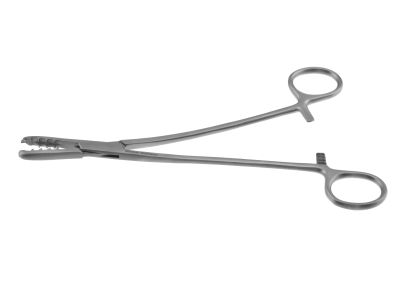 Meniscus clamp, 7 1/8'', curved, 1x2 teeth, ring handle