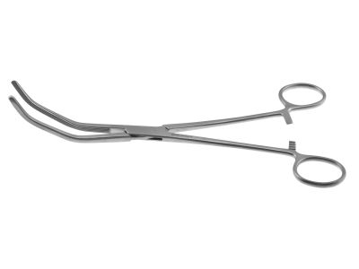 Herrick kidney clamp, 9 1/2'',double curved, serrated jaws, ring handle