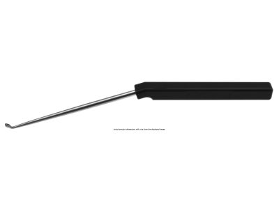 Cervical axial curette, 9'', angled shaft, low profile, angled up, size #6/0 cup, square handle