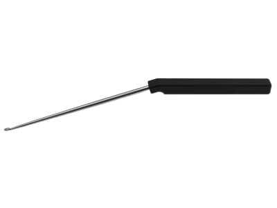 Lumbar axial curette, 10 1/4'', angled shaft, low profile, straight up, size #0 cup, square handle