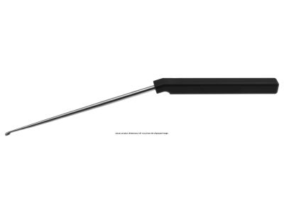 Lumbar axial curette, 10 1/4'', angled shaft, low profile, straight down, size #6/0 cup, square handle
