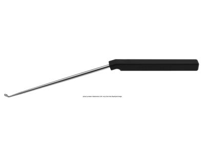Lumbar axial curette, 10 1/4'', angled shaft, low profile, angled up, size #6/0 cup, square handle