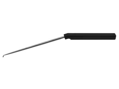 Lumbar axial curette, 10 1/4'', angled shaft, low profile, angled down, size #6/0 cup, square handle