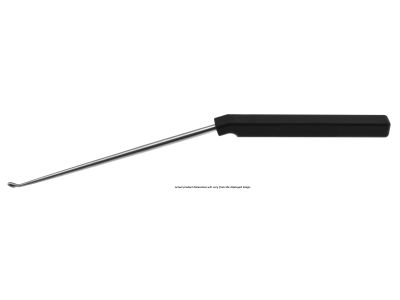 Lumbar axial curette, 10 1/4'', angled shaft, low profile, reverse angled up, size #6/0 cup, square handle