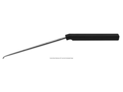Lumbar axial curette, 10 1/4'', angled shaft, low profile, reverse angled down, size #5/0 cup, square handle