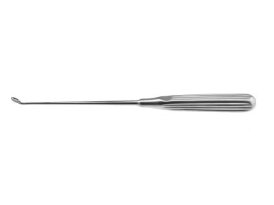 Scoville ruptured disc curette, 10'',curved forward, 4.0mm x 10.0mm oval cup, square handle