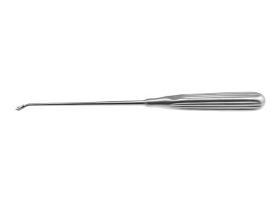 Scoville ruptured disc curette, 10'',curved backward, 4.0mm x 10.0mm oval cup, square handle