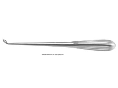 Flat back spinal fusion curette, 9'',angled, size #4/0 cup, brun handle