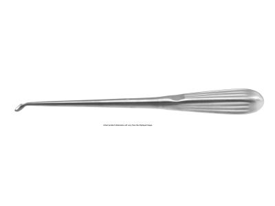 Flat back spinal fusion curette, 9'',reverse angled, size #5/0 cup, brun handle