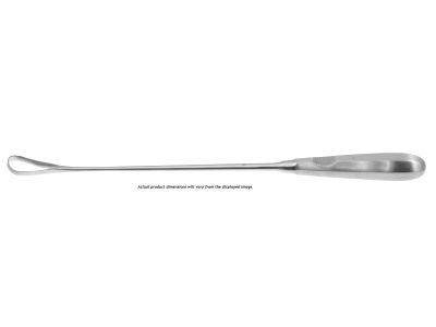 Sims uterine curette, 11'',malleable, size #2, curved, 8.0mm wide, sharp tip, brun handle