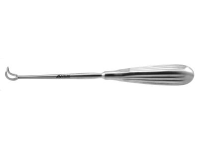 Barnhill adenoid curette, 8 3/4'',curved, size #0, 13.0mm x 14.0mm tip, 10.0mm cutting edge, brun handle