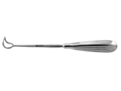Barnhill adenoid curette, 8 3/4'',curved, size #4, 21.0mm x 22.0mm tip, 18.0mm cutting edge, brun handle