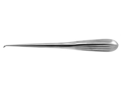 Epstein curette, 8'',straight, size 2/0, oval cup, brun handle