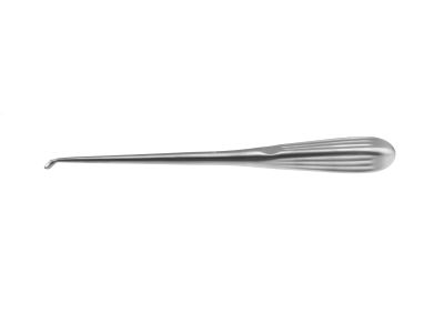 Spinal fusion curette, 9'',reverse angled, size 2, oval cup, brun handle