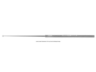 Buck ear curette, 6'',straight, size #2/0, 1.0mm diameter blunt edge, round handle